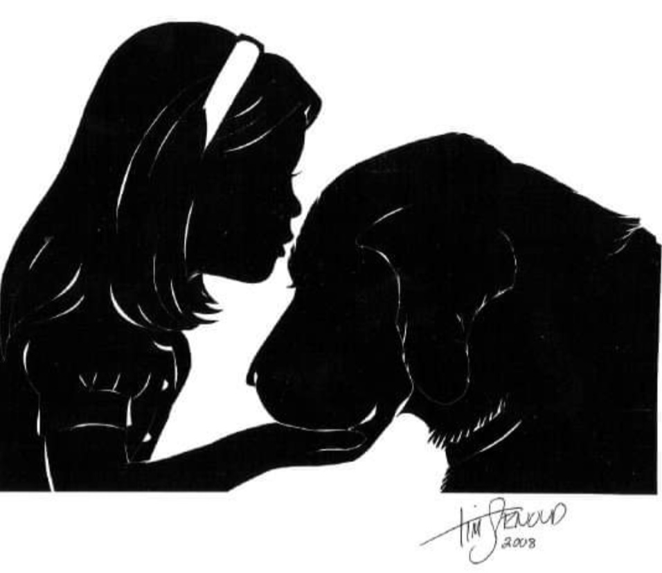 Girl with Dog Silhouette