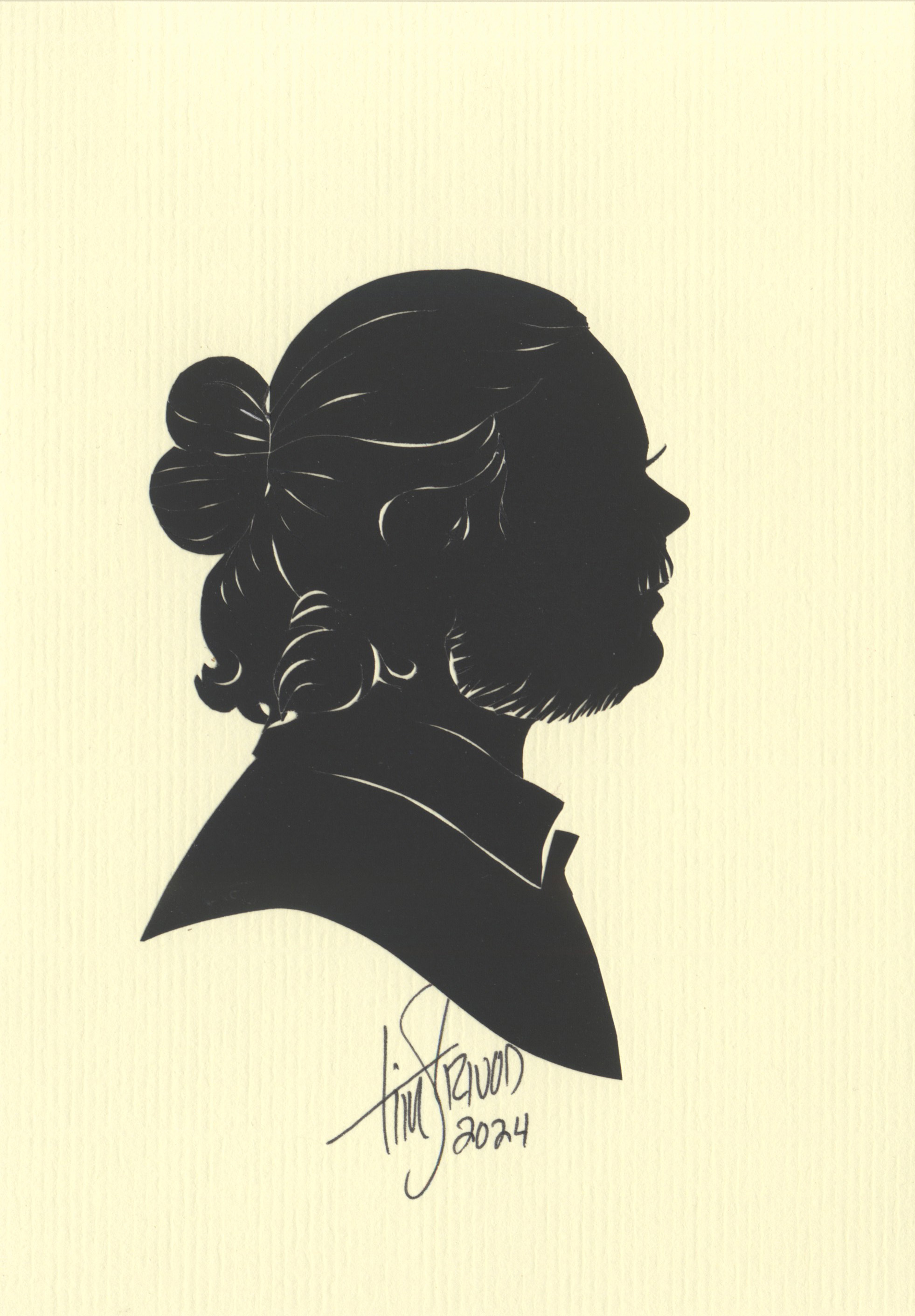Man with Ponytail Silhouette